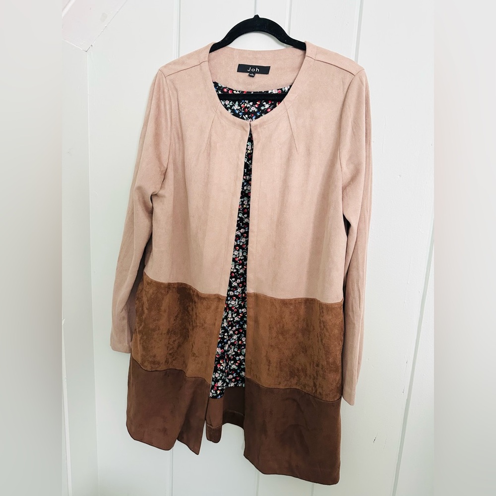Joh Tan and Brown Faux Suede Jacket / L